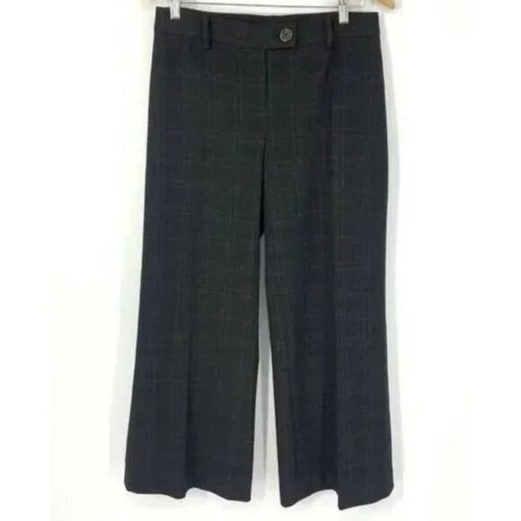 CAbi Straight Wide Leg Trouser Dress Pant Career Belt Loop 8 Brown Grey Plaid - Picture 10 of 14